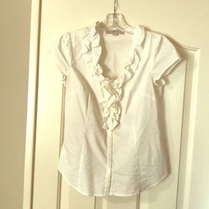 LOFT ruffle button down shirt